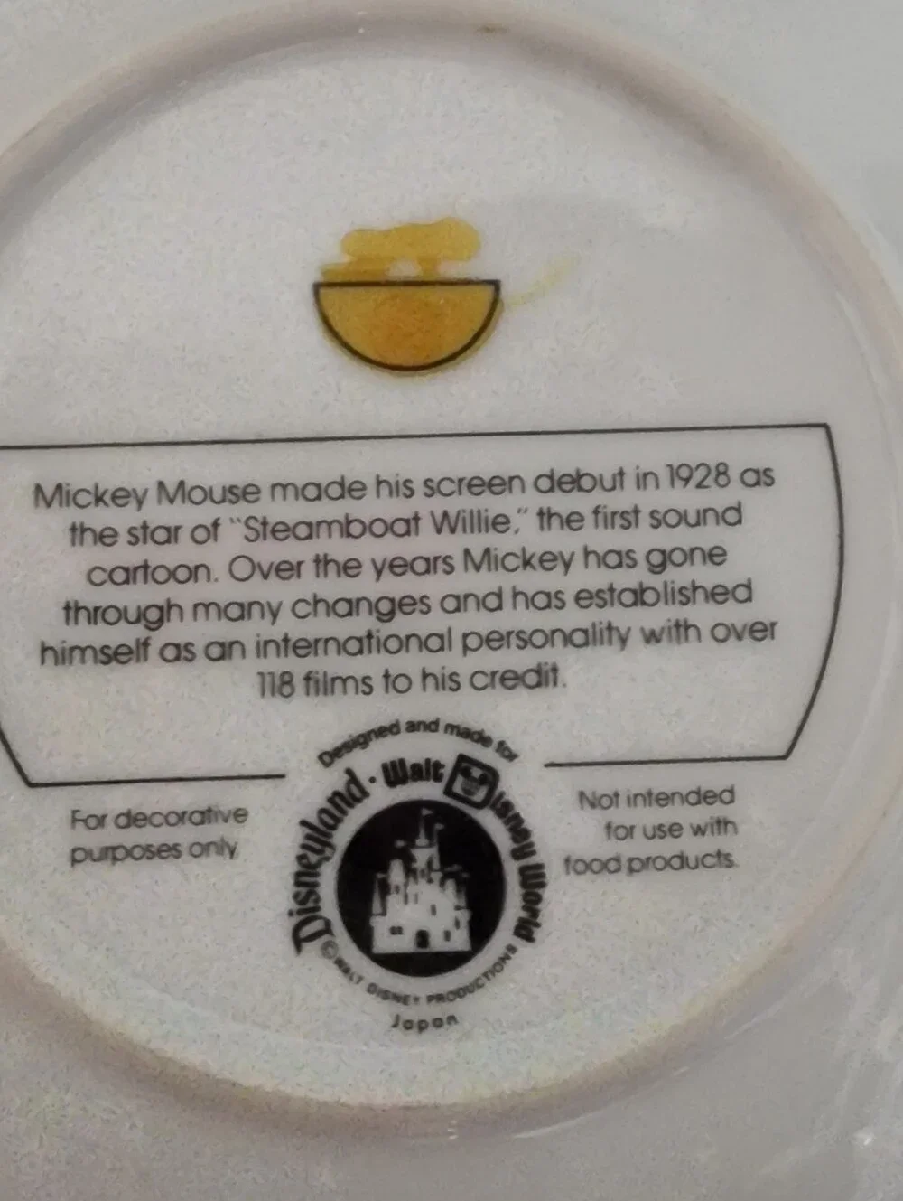 Mickey Mouse 'Steamboat Willie' Decorative Plate - White with Gold Trim